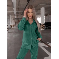 Вельветовий костюм на кнопках зеленого кольору 31342