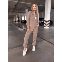 Вельветовий костюм на кнопках кавового кольору 31344