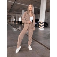 Вельветовий костюм на кнопках кавового кольору 31344