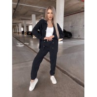 Вельветовий костюм на кнопках чорного кольору 31347