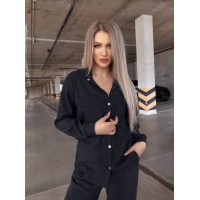 Вельветовий костюм на кнопках чорного кольору 31347