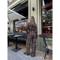 Жіночий прогулянковий костюм у леопардовому стилі коричневого кольору 31376