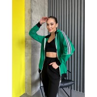 Жіночий спортивний костюм на блискавці зеленого кольору 31389