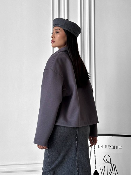 Жіночий кашеміровий жакет графітового кольору 31412