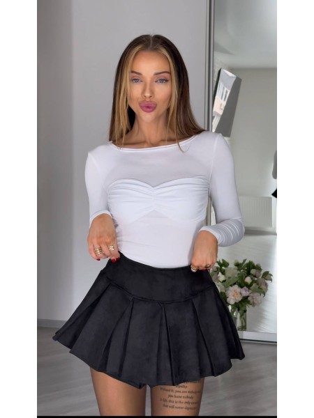 Замшева міні спідниця-шорти чорного кольору 31434