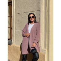 Жіночий напіввовняний кардиган пудрового кольору 31458