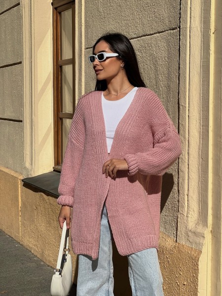 Жіночий напіввовняний кардиган рожевого кольору 31459