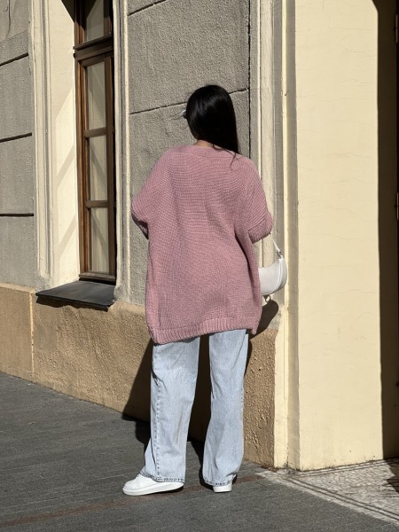 Жіночий напіввовняний кардиган рожевого кольору 31459