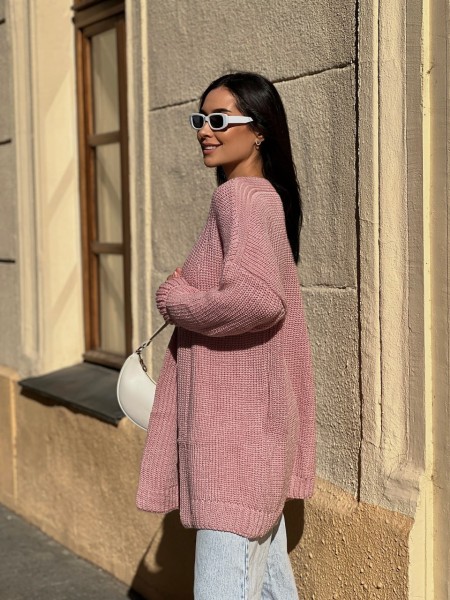 Жіночий напіввовняний кардиган рожевого кольору 31459