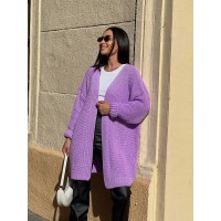 Жіночий напіввовняний кардиган бузкового кольору 31460