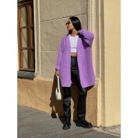 Жіночий напіввовняний кардиган бузкового кольору 31460