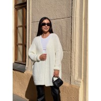 Жіночий напіввовняний кардиган молочного кольору 31461