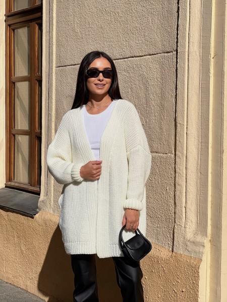 Жіночий напіввовняний кардиган молочного кольору 31461