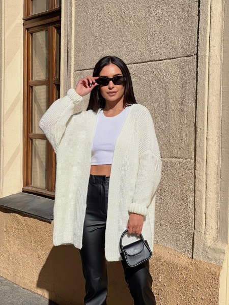 Жіночий напіввовняний кардиган молочного кольору 31461