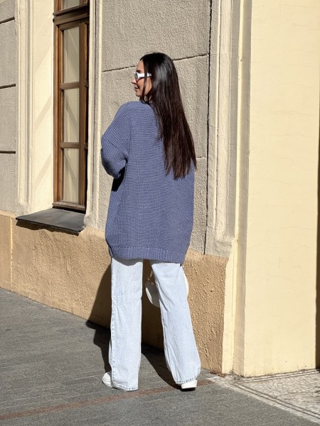 Жіночий напіввовняний кардиган синього кольору 31462