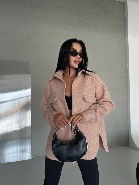 Тепла сорочка оверсайз кавового кольору 31463