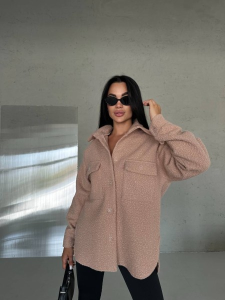 Тепла сорочка оверсайз кавового кольору 31463