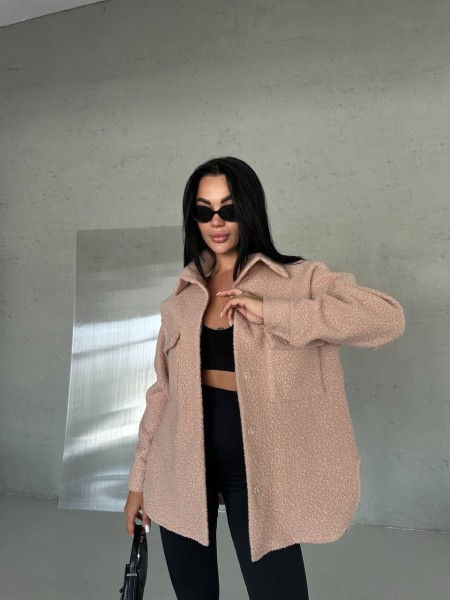 Тепла сорочка оверсайз кавового кольору 31463