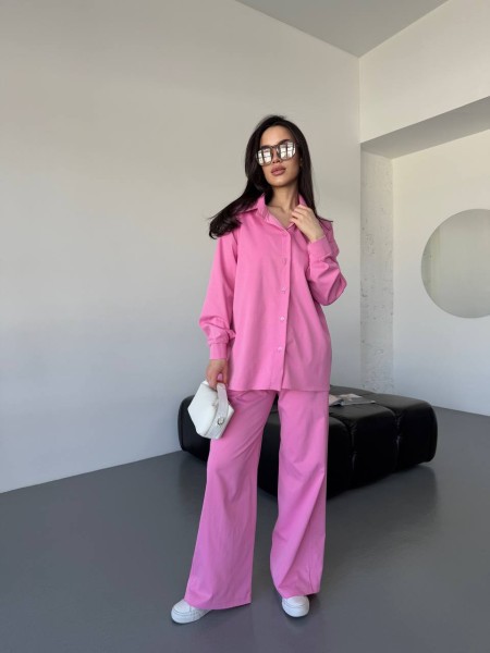 Бавовняний прогулянковий костюм рожевого кольору 31465