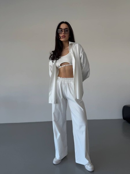 Бавовняний прогулянковий костюм бiлого кольору 31466