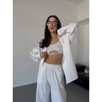 Бавовняний прогулянковий костюм бiлого кольору 31466