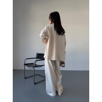 Бавовняний прогулянковий костюм бежевого кольору 31467