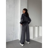 Велюровий жіночий костюм на блискавці сірого кольору 31471