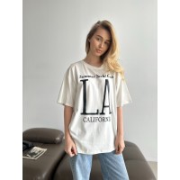 Базова жіноча футболка з написом молочного кольору 31493