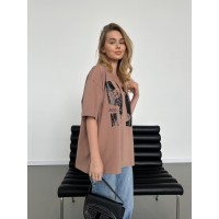 Женская футболка с надписью кофейного цвета 31494