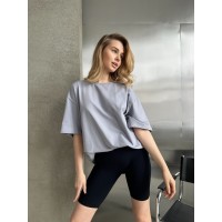 Базова жіноча футболка сiрого кольору 31495
