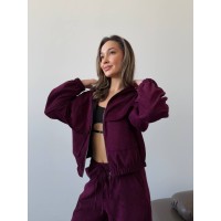 Вельветовий костюм на блискавці бордового кольору 31516