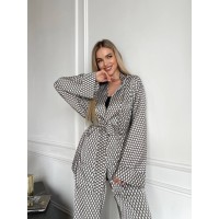 Женский шелковый домашний комплект серого цвета 31526