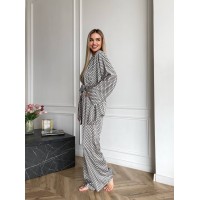 Женский шелковый домашний комплект серого цвета 31526