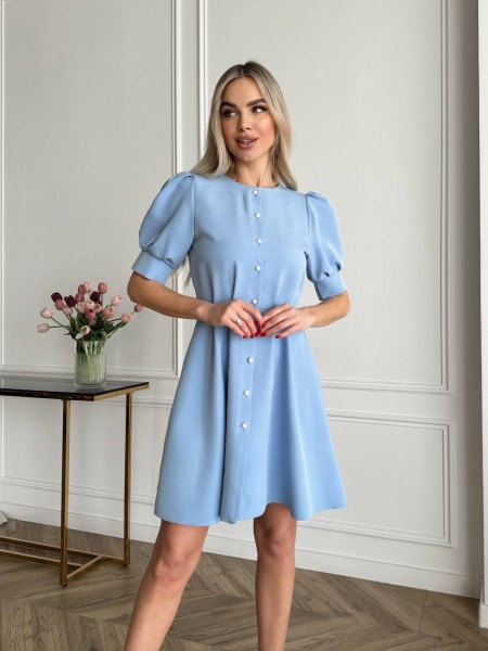 Классическое платье на пуговицах голубого цвета 31546