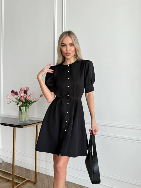 Классическое платье на пуговицах черного цвета 31549