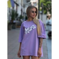 Жіноча базова футболка з написом лiлового кольору 31554