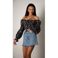 Топ із довгим рукавом на зав'язках чорного кольору 31559