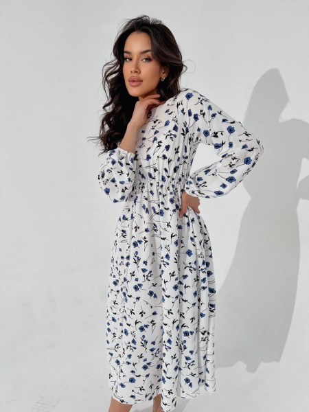 Легка сукня міді молочного кольору 31567