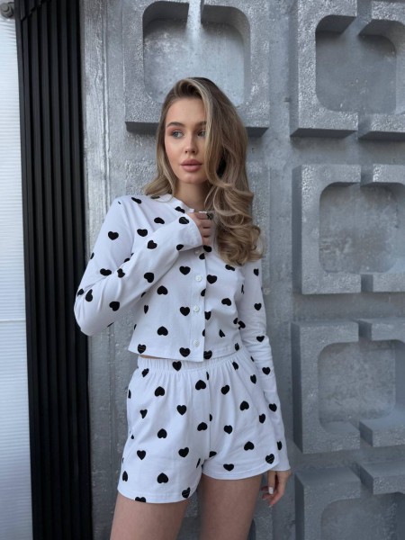 Домашній комплект з серцями білого кольору 31600