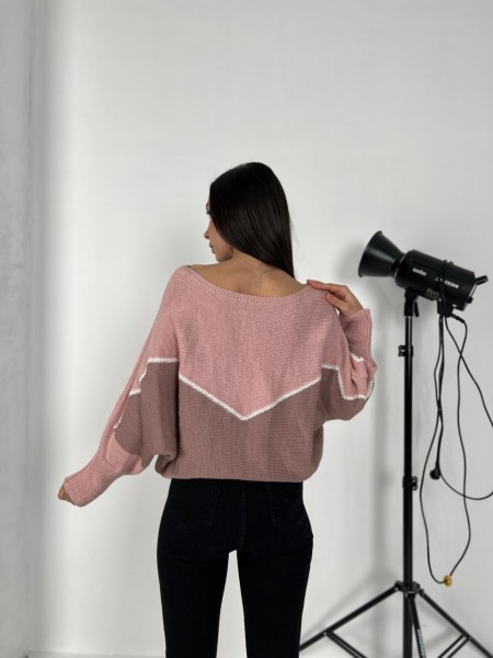 Тонкий жіночий светр пудрового кольору 31604