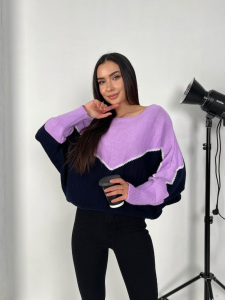 Тонкий жіночий светр бузкового кольору 31605