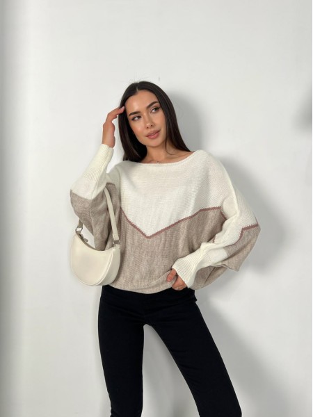 Тонкий жіночий светр молочного кольору 31606