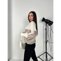 Тонкий жіночий светр молочного кольору 31606