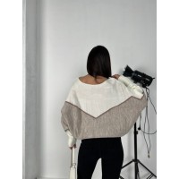 Тонкий жіночий светр молочного кольору 31606