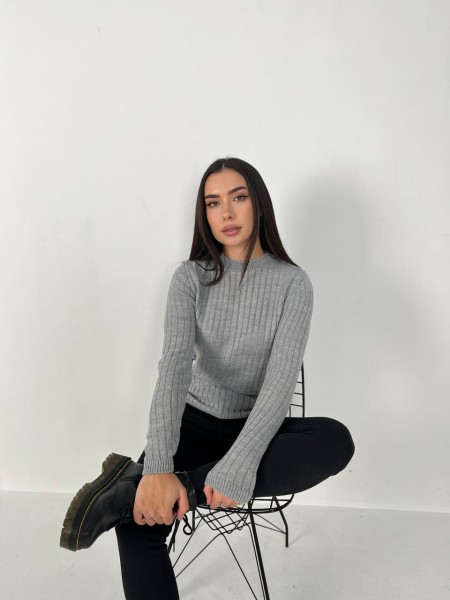 Обтягуючий жіночий светр сiрого кольору 31608