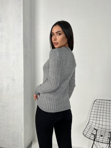 Обтягуючий жіночий светр сiрого кольору 31608