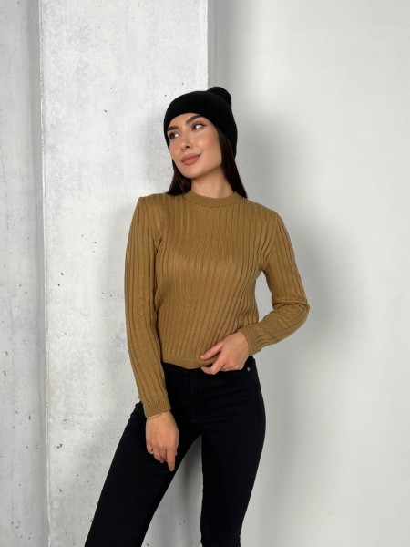 Обтягуючий жіночий светр кавового кольору 31609