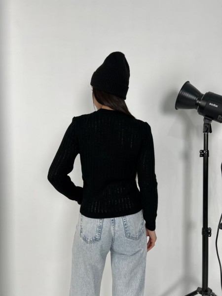 Обтягуючий жіночий светр чорного кольору 31611