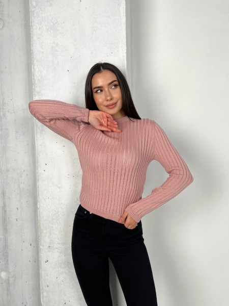 Обтягуючий жіночий светр рожевого кольору 31612