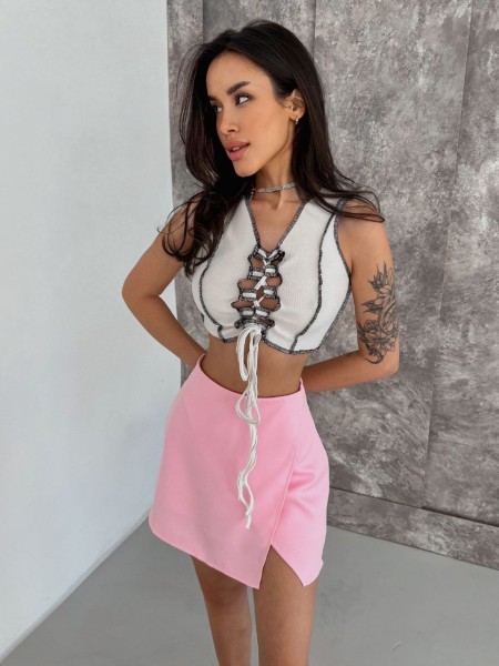 Міні спідниця-шорти рожевого кольору 31616